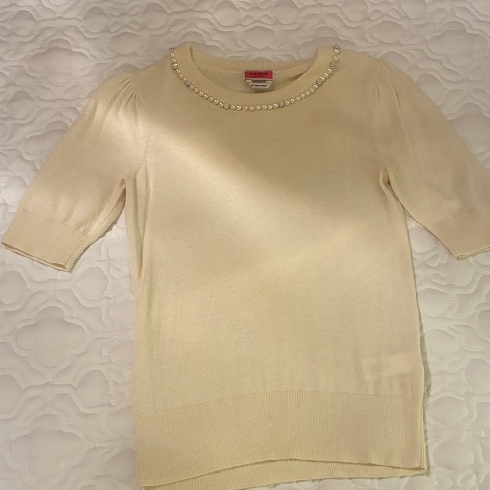 Kate Spade Cream Sweater with Pearl Accents